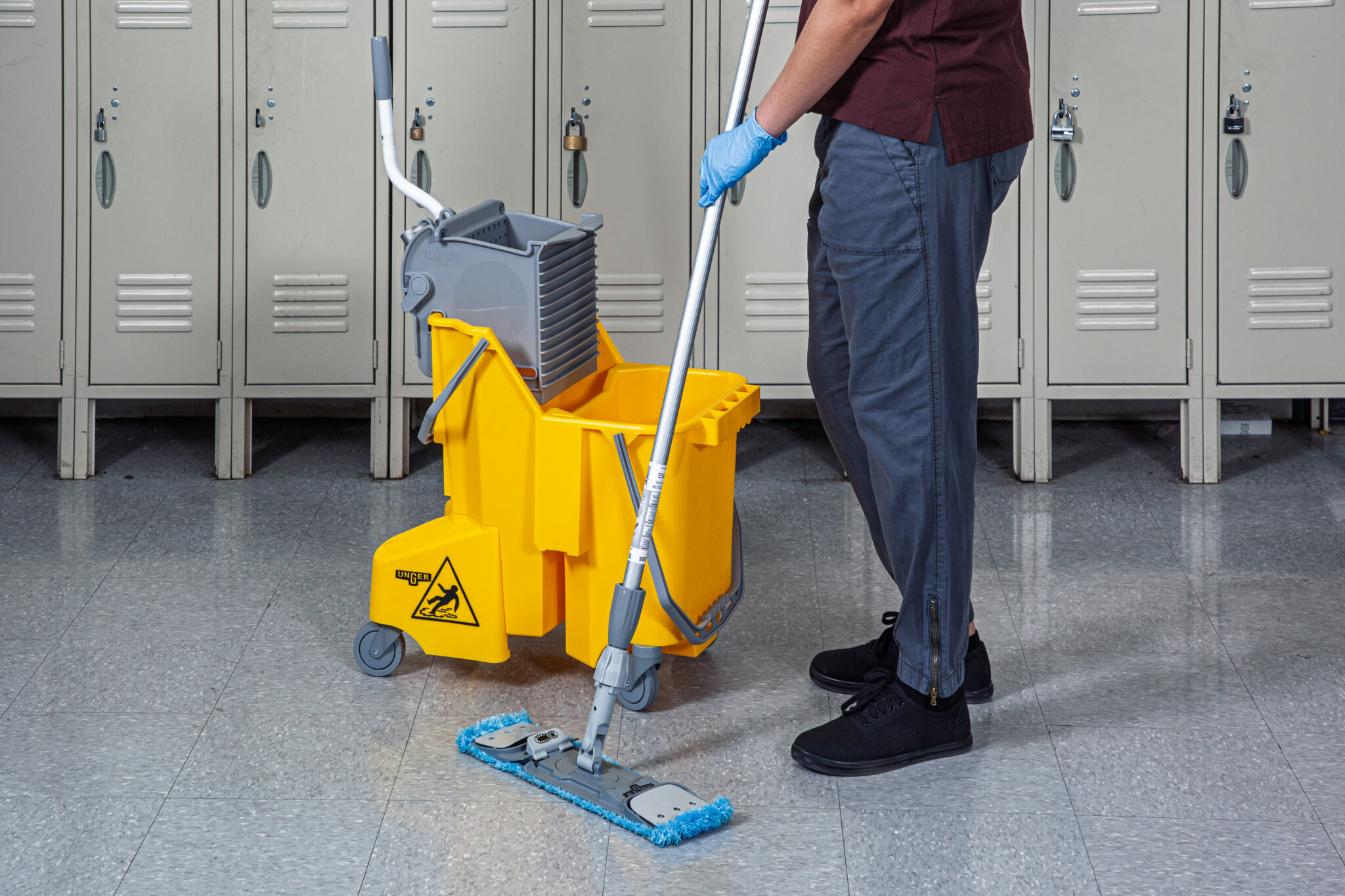 dual compartment yellow bucket school setting