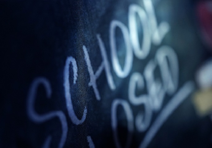 Close up shot of school closed due to Covid-19 outbreak