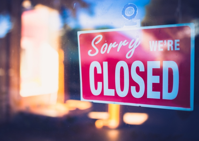 Restaurant sign - sorry we are closed for cleaning